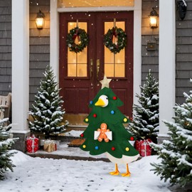 Aymolas Christmas Tree Porch Goose Outfit Christmas Costume for Porch Lawn Goose Holiday Outfit Goose Clothes for 23'' H Plastic Goose Xmas Decoration Outdoor Garden Yard Patio Decor