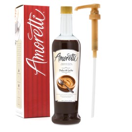 Amoretti - Premium Dulce De Leche Syrup, 94 Servings Per Bottle (750 ml), with Pump for Flavoring Coffees, Cocktails, and other Beverages, Gluten Free, GMO/GEO Free, Preservative Free