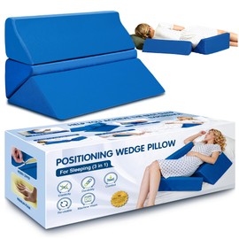 3 in 1 Positioning Wedge Pillow for Side Sleeping for Back Pain, Knees Elevated, Pregnancy, Post Surgery
