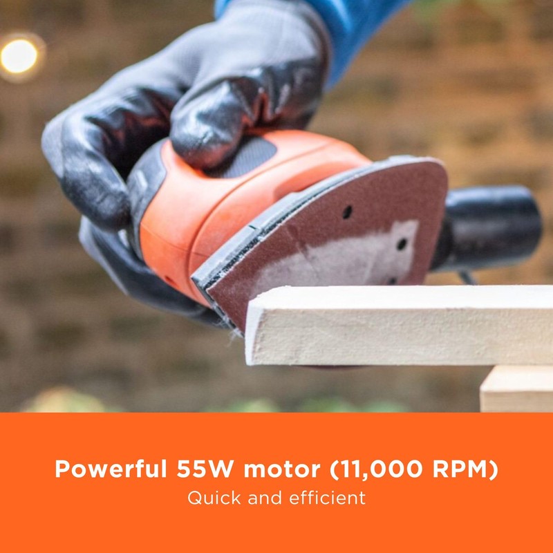 BLACK+DECKER BLACK+DECKER Mouse 55W Detail Sander with 6 Sanding Sheets,