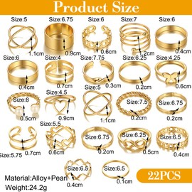 JUGUTA 24 Pieces Knuckle Rings Set for Women Girls Snake Chain Stacking Ring Vintage Boho Midi Rings Size Mixed Finger Rings Women's Set Finger Midi Ring Rings Gold Set Suitable for Men and Women