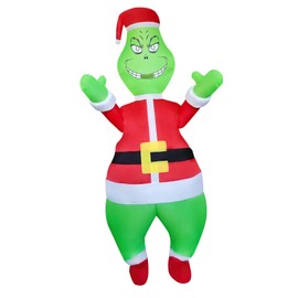 STEPINORLD Inflatable Costume Christmas Green Santa Blow Up Santa Outfit Full Body for Adult/Christmas Party/Parade (Green Santa)