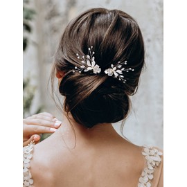 2Pcs Wedding Hair Pins Bridal Rhinestone Wedding Hair Accessories Hair Pieces for Brides Bridesmiad,Silver