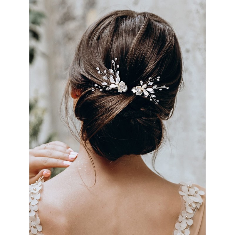 2Pcs Wedding Hair Pins Bridal Rhinestone Wedding Hair Accessories Hair
