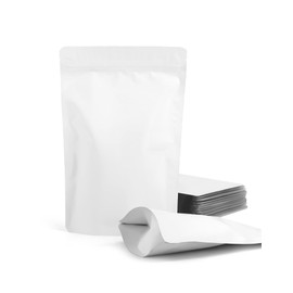 100 Pack Resealable Stand Up Bags,4.7" x 7.9" Smell Proof Pouch Sealable Foil Pouch Bags for Packaging (White)