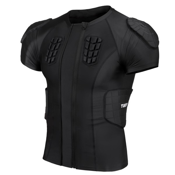 Dialudon Men Football Rib Protector Padded Shirt 7-Pads Chest Shoulder