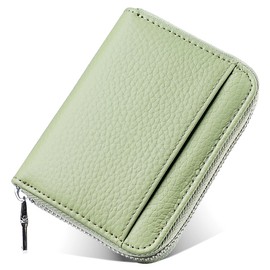 Yocipa Genuine Leather Coin Case, 6 Compartments, Women's, Mini Wallet, Men's RFID Coin Purse, Convenient, Small, Multifunctional, Compact, Unisex, green (light green)