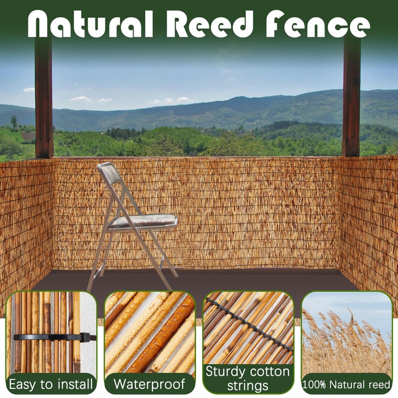 Barydat 4 Pcs 3 x 16.4 ft Bamboo Privacy Screen,