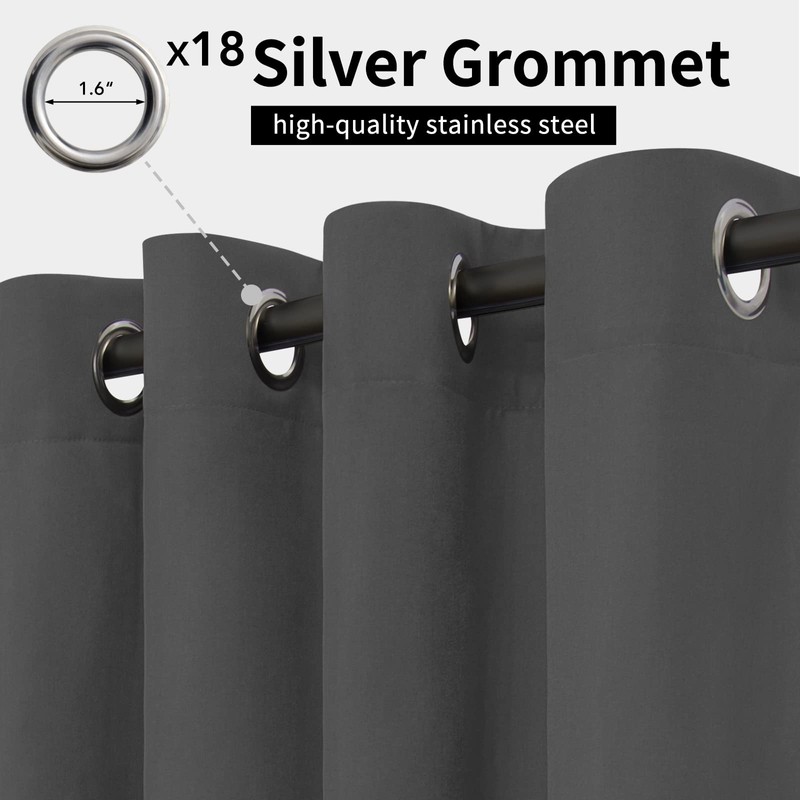 Easy-Going Outdoor Curtains Waterproof Windproof Weatherproof Curtain for Patio, Cabana,