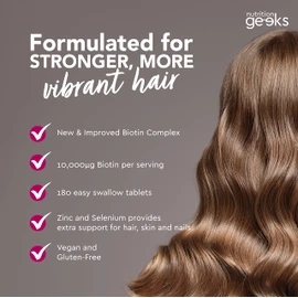 Nutrition Geeks Biotin Hair Growth Supplement - 180 Tablets