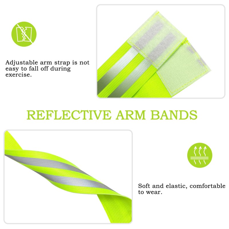 BlingKingdom 4 PCS High Visibility Reflective Armbands, Elastic Reflective Arm