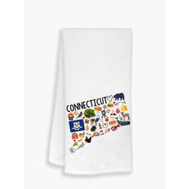 Moonlit93 Connecticut State Map Kitchen Towel, U.S. State Souvenir Tea Towel, Multi-Purpose Towel, Soft & Absorbent Kitchen Towel, Towel for Connecticut Lovers, Travel Connecticut Souvenir