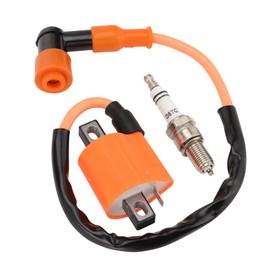 WOOSTAR Motorcycle Ignition Coil with D8TC Spark Plug Replacement for 4 Stroke 125cc 150cc 200cc 250cc ATV 4 Wheeler Dirt Bike Go Kart Moped Scooter