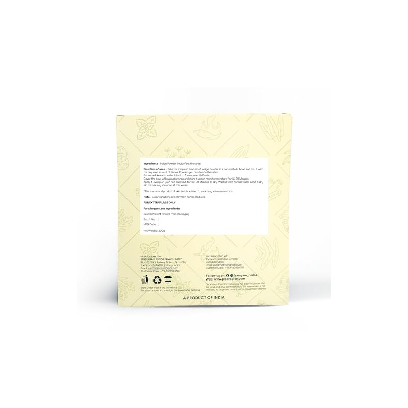 SAMYAM Natural Indigo Powder - 200g Pack | Natural Hair