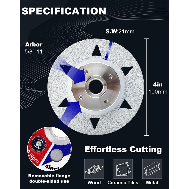 ZERICHIVE 4" Grinding Tile Blade Diamond Granite Cutting Blade for