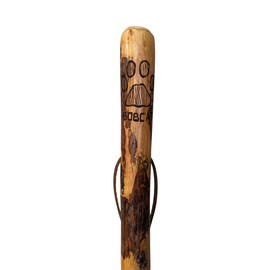 Animal Print Walking Sticks, Tracking Stick, Natural Wood with animal print carving. Scouting Walking Stick Fox, Bear, Wolf, Deer, Racoon, Bobcat. 60" Tall (Bobcat Print)
