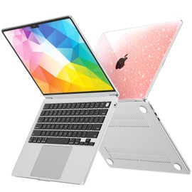 QJUZO Compatible with MacBook Air 13 inch Case 2025 2024 2023 2022 M4 M3 M2 (Model A3240 A3113 A2681) Sturdy Glitter Laptop Hard Shell for MacBook Air 13.6" + Keyboard&Screen Cover, Gradient Orange