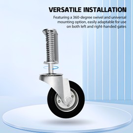 Spring-Loaded Self-Leveling Gate Wheel, 6" Gate Wheel Gate Caster Kit, Heavy Duty Gate Helper Wheel Gate Support Wheel - Suitable for Various Heavy-Duty Gates