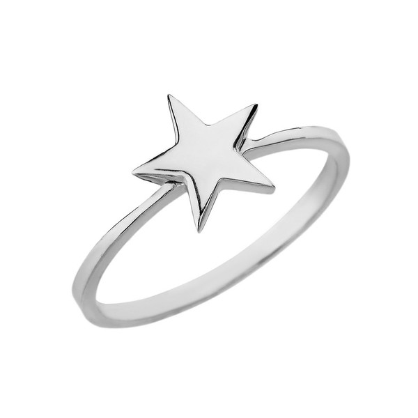High Polish 925 Sterling Silver Star Stackable Classic Ring (Size