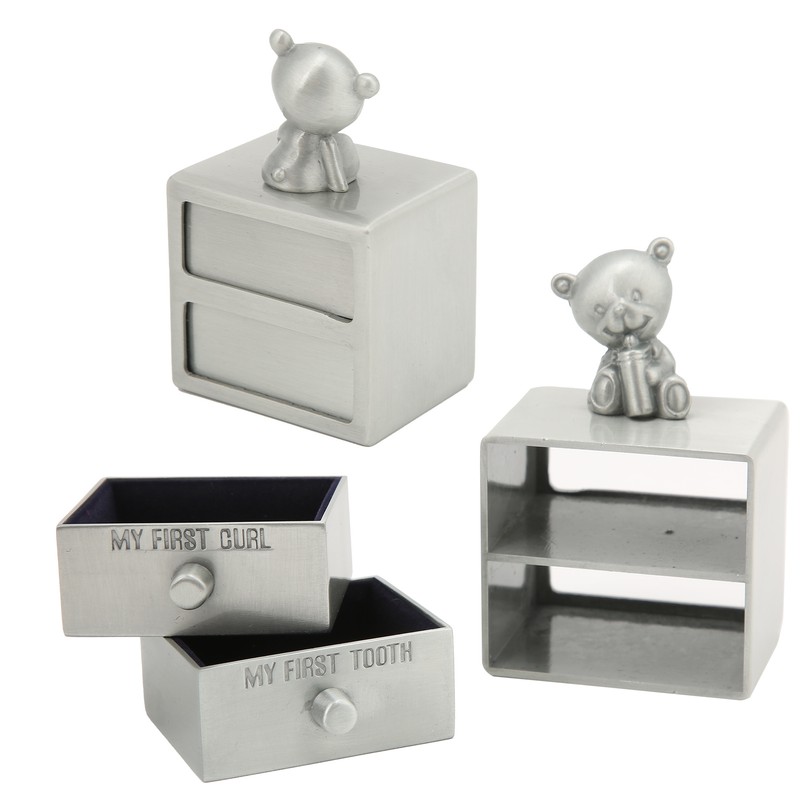 Tooth Box Metal Cute BearShape Storage Case with 2 Drawers
