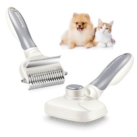 Potaroma 3 in 1 Dog Cat Grooming Set, Double-Sided Deshedding - Dematting Undercoat Rake and Pin Brush, Shedding Brush Pet Hair Deshedder, Green White