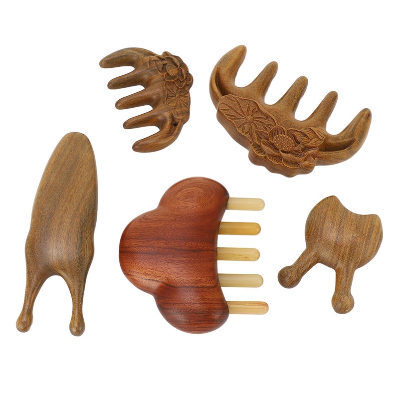 Meridian Massage Tool Kit Wood 3pcs Meridian Comb 2pcs Nose