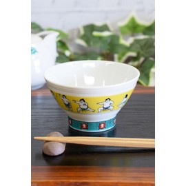 Respect for the Aged Day, Kutani Ware Rice Bowl, Sumo Wrestling Ceramic, Japanese Tableware, Stylish, Brand, Made in Japan