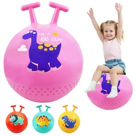 OUOQI Bouncy Ball for Children, Inflatable Jumping Ball with Handle, Load Capacity 80 kg, Dinosaur Design, Child Safe, Includes Air Pump