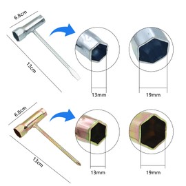 BEELUKY Pack of 6 Chainsaw Wrenches, T Spanner 13 mm x 19 mm, Spark Plug Wrench, Chainsaw Wrench, Combination Wrench for Brush Cutters, Lawnmowers, Chainsaw Mowers, Mechanical Repairs