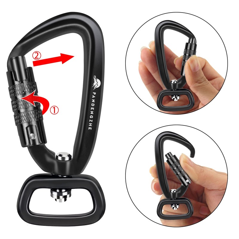 PANDENGZHE Locking Carabiner Clip 2.5" with Swivel Ring for Securing