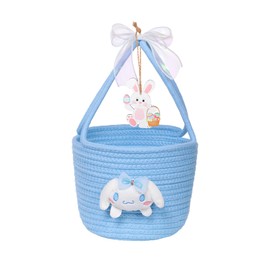 Easter Baskets for Kids Baby Easter Basket with Double Handle Bunny Egg Basket for Hunt Filling Eggs Easter Baskets for Girls Boy Son Infant Granddaughter (Blue)