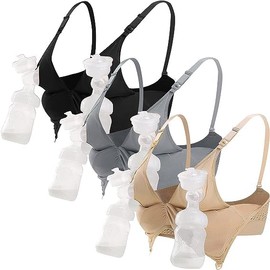 iloveSIA® Abpumpen BH Pump BH Still BH Ohne Bügel mit aufhakbaren Clips auch als Schlaf-BH geeignet für Schwan 2XLgere Schwarz+Beige+GrauGröße