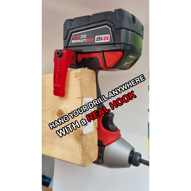 Real Hook Compatible with Milwaukee M18 Cordless Drills and Impact