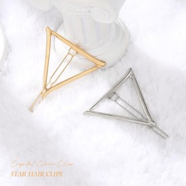 Yean 2 Pieces Metal Triangle Hair Clips Gold Tone Hair Pins Hair Clips Hair Accessories for Women and Girls