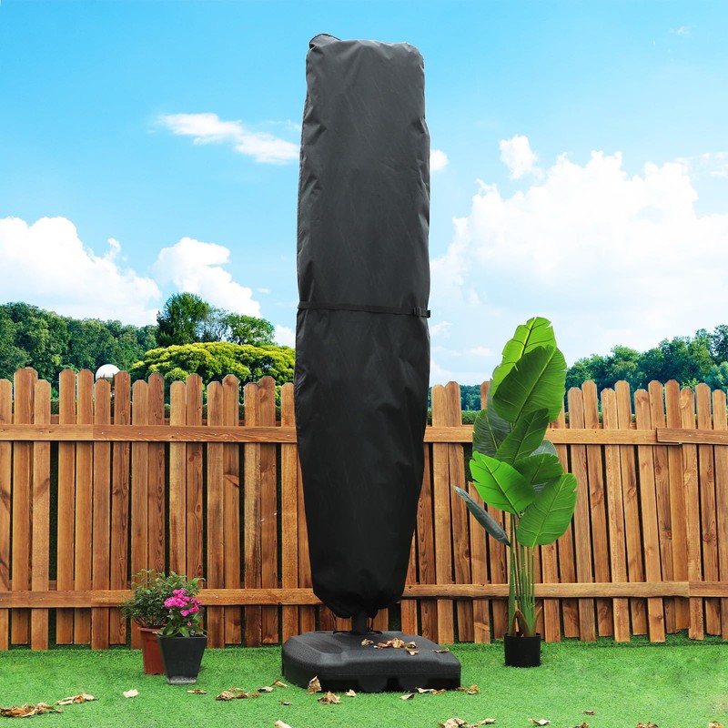 Kipiea Patio Umbrella Cover for 13'-15' Double-Sided Umbrella, Upgraded 600D