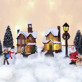 Christmas Fake Snow Decor, 5.29 oz Fluffy Artificial Snow, Fiber Cotton Fake Winter Snow, Flame Resistant Indoor Blankets Snow for Xmas Tree, Stuffing Snow Covering for Mantle, Village Display, Craft