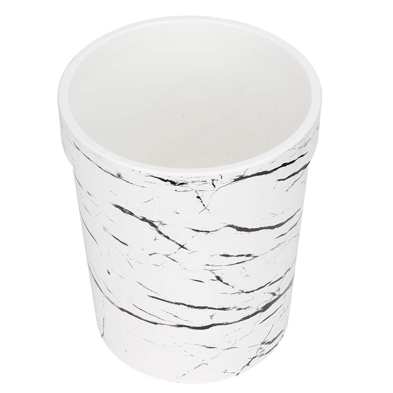 Wifehelper White Household Bathroom Waste Bin Marble Lidless Garbage Can