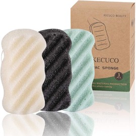 3 esponjas para el cuerpo de Konjac para bebés, niños, bebés, niños, 100% natural KONJAC, 3 colores y tamaño extragrande, seguro para pieles grasas, secas, mixtas o sensibles.