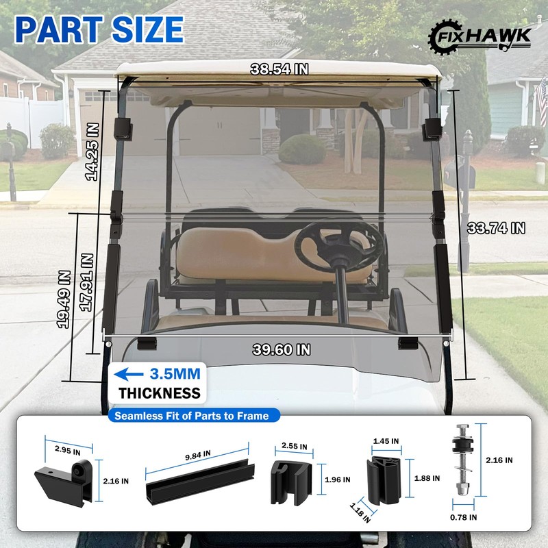 FIXHAWK EZGO Golf Cart Windshield for EZGO TXT/ DCS /