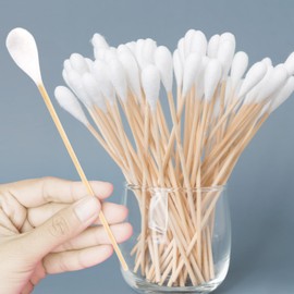 20 cm long cotton buds, cotton buds, large head, long wooden stick with cotton head, cleaning sticks, wooden stick with thick cotton head for cleaning, makeup, ear care, pack of 60