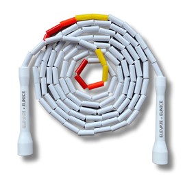 Elevate Beaded Jump Rope - Professional Jump Rope with an Adjustable Length up to Max. 3 m, Thickness 3 mm Poly Cord / 8 mm Including Beads, Weight 0.1 kg (White/Yellow/Orange/Red)