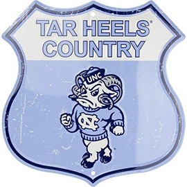 Signs 4 Fun Shield Sign | North Carolina Tar Heels Country Shield Sign | 12” x 12” | Embossed Aluminum Sign | Made in the USA