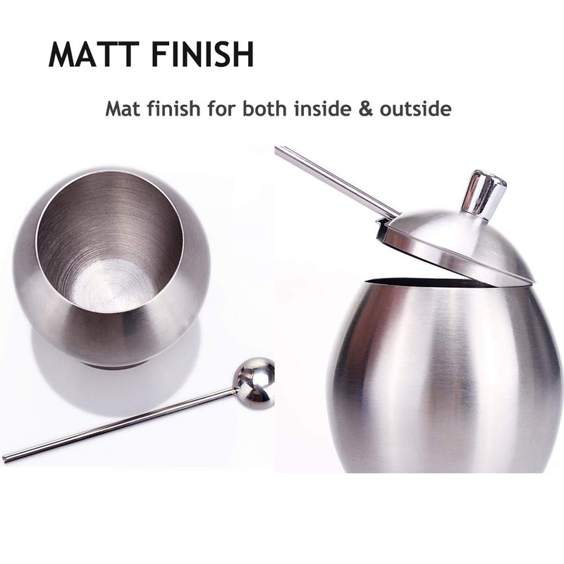 KSENDALO Sugar Creamer set, Deluxe 12Oz Stainless Milk Pitcher &