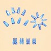 Blue Press on Nails Coffin Medium Fake Nails with Floral