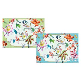 Caspari 8 Greeting Cards Notelets Blank & envelopes - Summer Palace Birds and Flowers