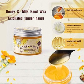 Mascarilla para Manos, 50 G Leche Miel Exfoliante Hidratante Mascarilla para el Cuidado de las Manos Cera para Manos Mascarilla Despegable Suave Piel 
