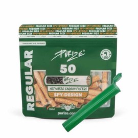 PURIZE 9 mm Activated Carbon Filter, Regular Size, Includes Joint Tube and 1/5 Sticker, Choice of Quantity and Colour (50x - 420x) (SPY, 50)