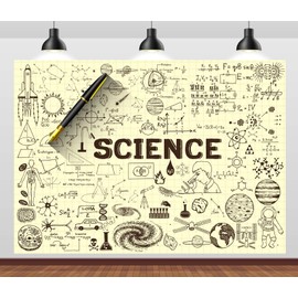 CORFOTO 7x5ft Fabric Science Theme Classroom Blackboard Background Chemical Science Banner Science Backgrounds Kids Birthday Party School Classroom Backdrop