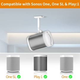 Dinghosen Ceiling Mount / Wall Mount Compatible with Sonos One, One SL, Play 1 Speaker, Tilt and Swivel Mount Bracket for One SL, One, Play:1 Speaker, White