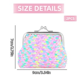 BZKSER Sequin Purses - 2 Pieces Double-Sided Dazzle Sequin Coin Purse Glitter Kids Purse Mini Purse for Women Children Birthday Party Christmas Gifts (9 x 7 cm), gold